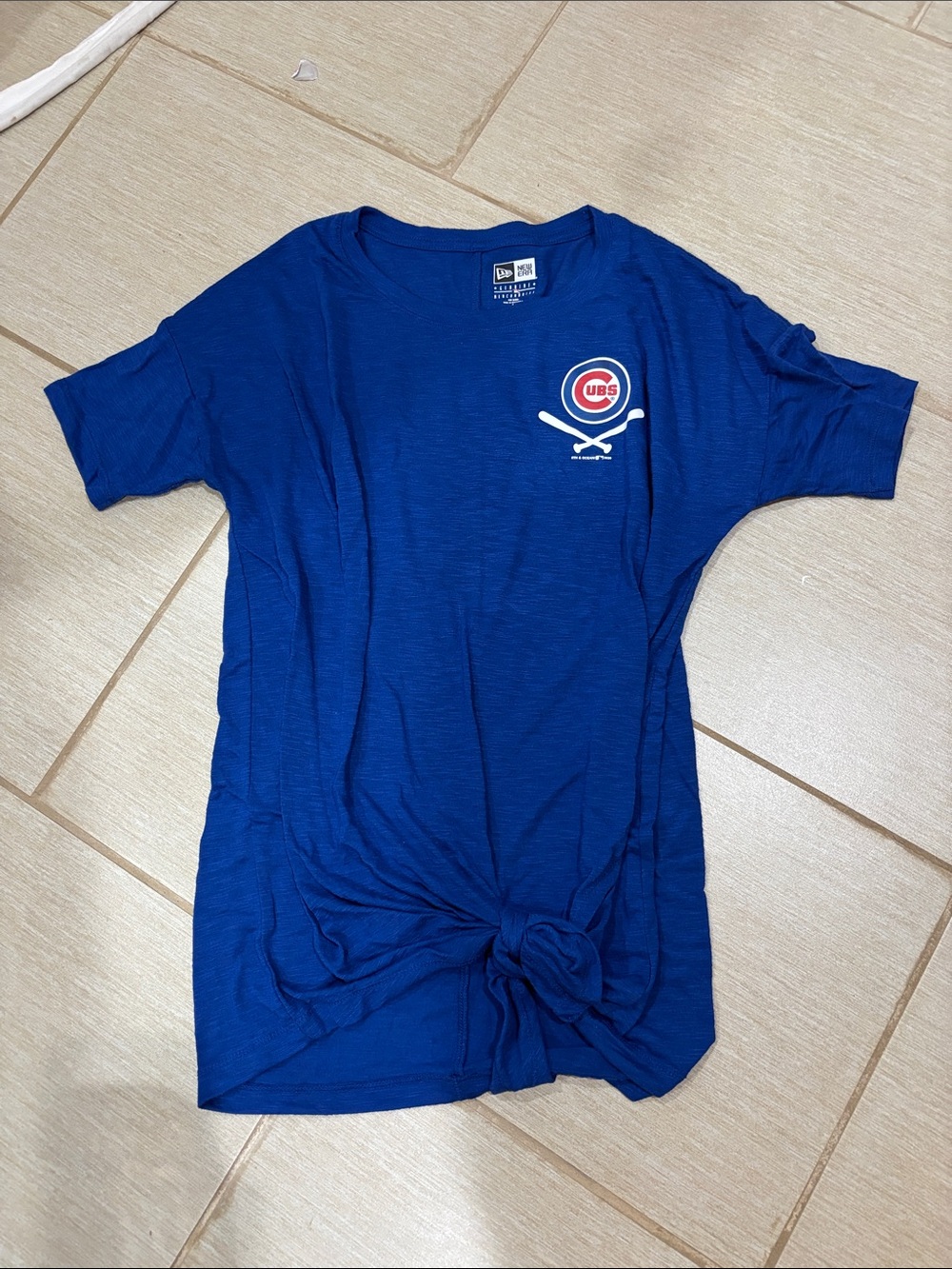 Chicago Cubs Blue Tee with Knotted Hem